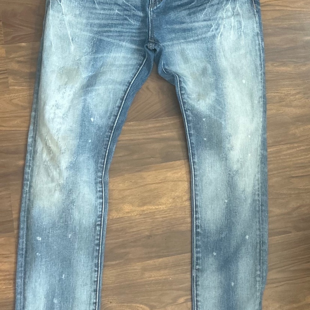 PRPS Blue Skinny Jeans with Distressing and Vintage Wash